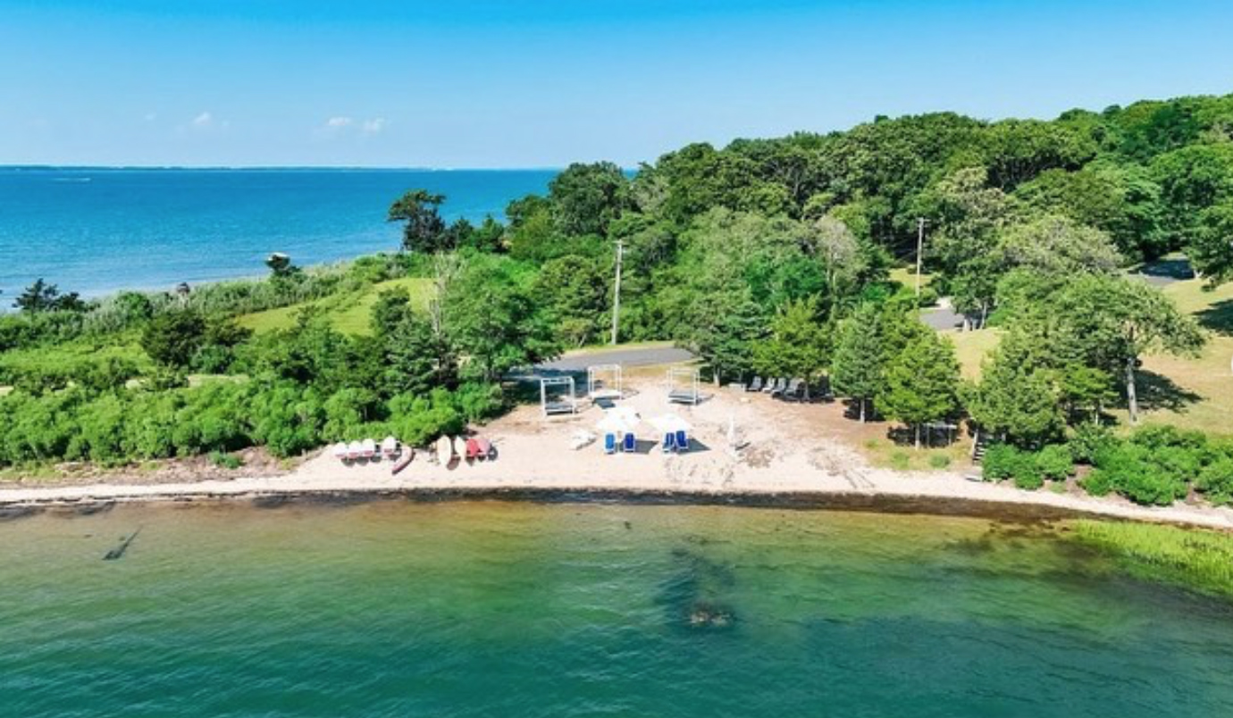 The private beach on Coecles Harbor at the Ram's Head Inn