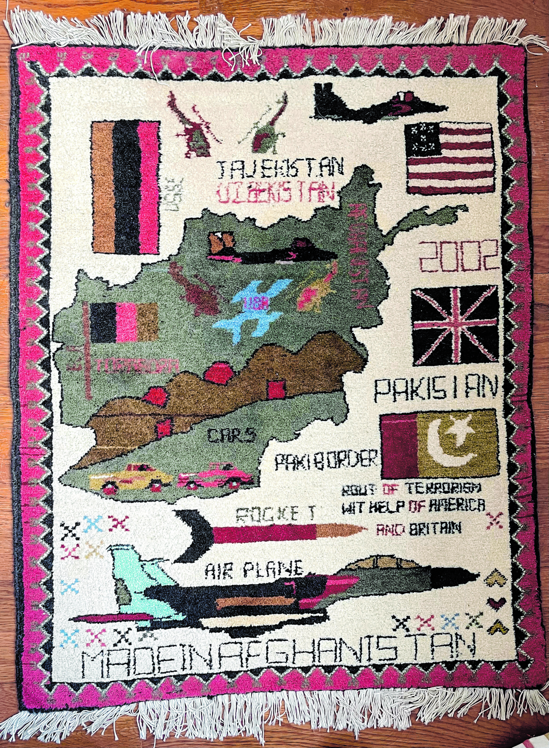 A rug made in Afghanistan ca. 2002