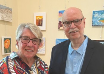 Trustee Doren Croser, Westhampton Historical Museum President Bo Bishop at Westhampton Historical Museum