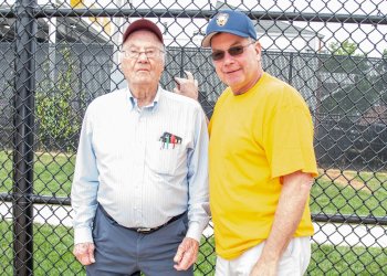 Leif Hope, East Hampton Mayor Jerry Larsen at Artists and Writers Softball Game