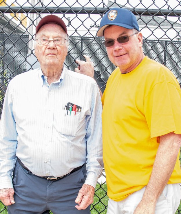 Leif Hope, East Hampton Mayor Jerry Larsen at Artists and Writers Softball Game