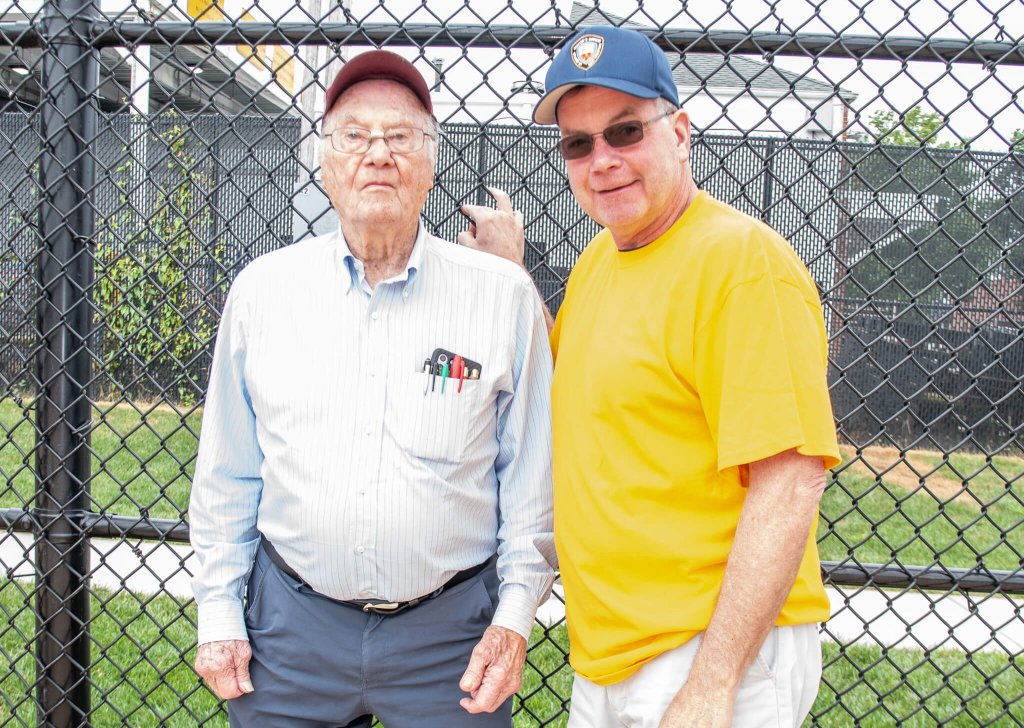 Leif Hope, East Hampton Mayor Jerry Larsen at Artists and Writers Softball Game