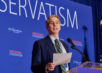 Scott Bessent speaks at the National Conservative Conference in Washington D.C., Wednesday, July 10, 2024. (Photo by Dominic Gwinn / Middle East Images / Middle East Images via AFP)