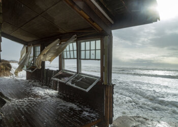 A storm ravaged oceanfront home in Montauk