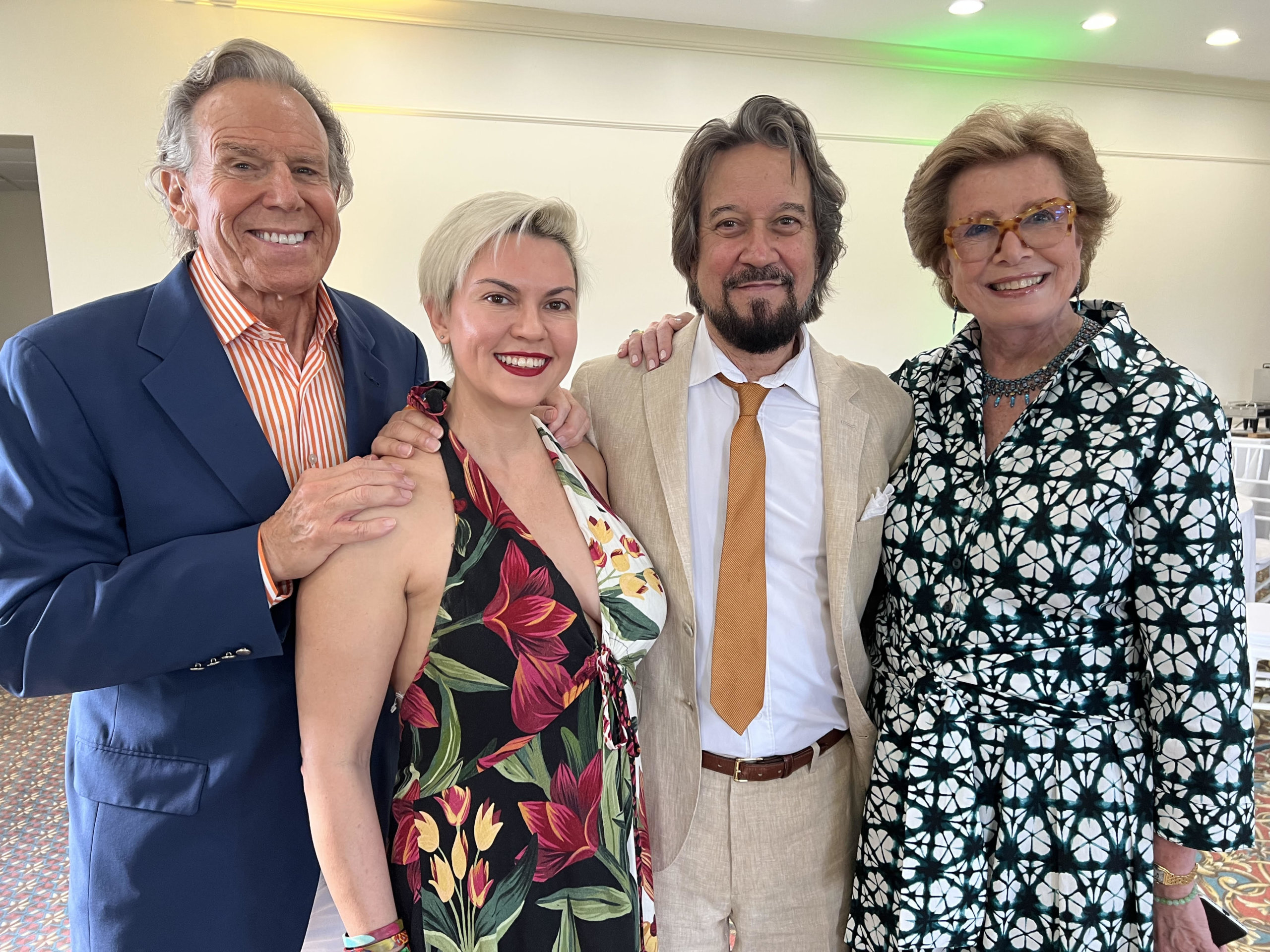 Bill Boggs (left) and Jane Rothchild (right) with singer Carla Holbrook and guitarist/fiancé Manny Moreira, who performed for the Palm Beach Jazz Society