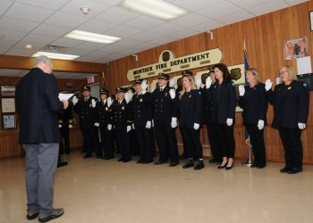 Commissioner Rich Schoen Swears In the 2025 Officers at Montauk Fire Department Swearing In Ceremony