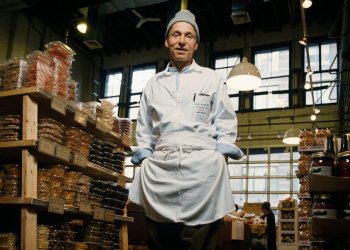 Eli Zabar poses for a portrait at The Vinegar Factory, on East 91st Street.