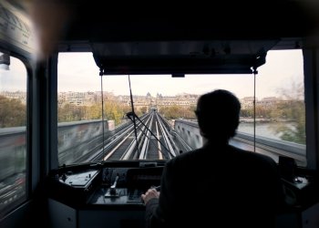 Driving with metro towards Rive Droite in Paris