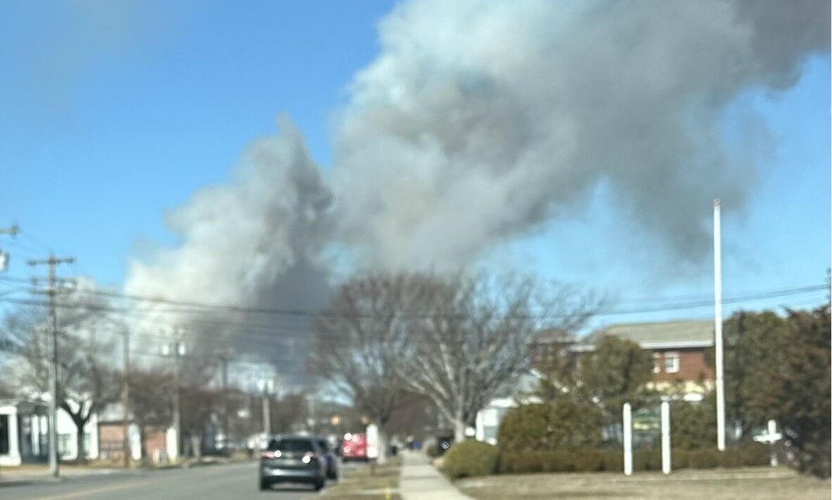 One of the brush fires as seen from Westhampton (Rick Seigleman)