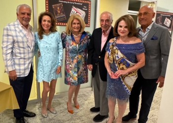 Ambassador Dr. Jerry Cammarata, Joanie Kamin, Dr. Jerilyn Kronen, Sam Kamin, Tovah Feldshuh, Dennis DeFeo at Broadway Tribute