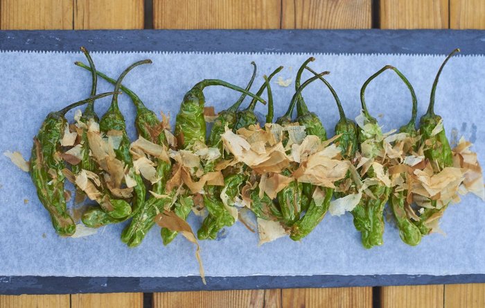 Blistered Shishito peppers a la R.AIRE at The Hampton Maid