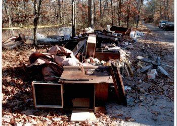 Authorities say two men dumped this pile of trash in the pine barrens (SCDA)