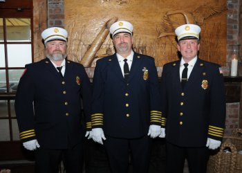 2nd Assistant Chief Rory Knight, Chief Duane Forrester, 1st Assistant Chief Christopher Hatch at East Hampton Fire Dept. Awards
