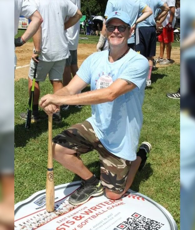 Alec Sokolow at the 2018 East Hampton Artists & Writers Charity Softball Game
