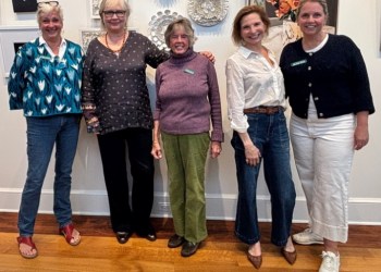 Artists Victoria Sartorius, Marissa Bridge, Judy McDermott, Robin Koffler, Melanie Tolan at Quogue Library