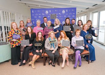 Carol Hayes, Tiffany Palmer, Susanne Kelly, Pam Mallory, Mayor Jerry and Lisa Larsen, Jackie Dunphy, Carrie Doyle, Dylan Bruno, Jenny Baladrón, Deni Wendt, Nancy McGuirk, Megan Riley, Cat Osborne, Louise Taylor, Florence Buchanan, Ellen Collins at Hamptons Whodunit