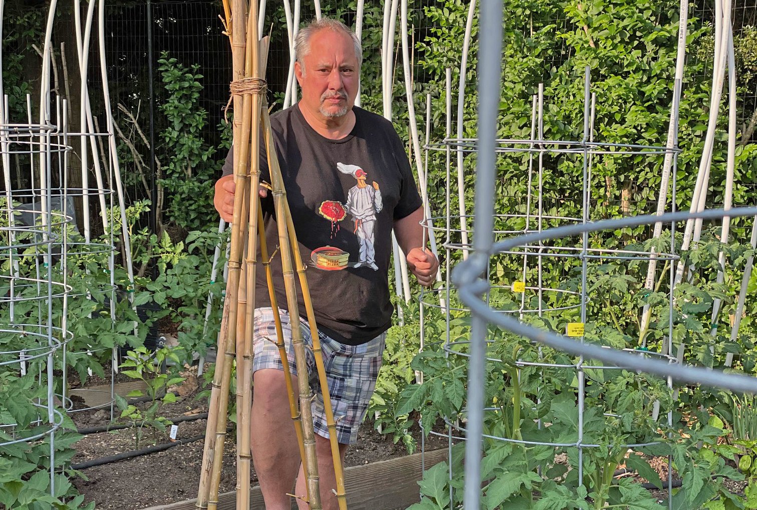 Chef Michael Ayoub in his Southampton garden.