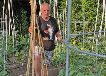 Chef Michael Ayoub in his Southampton garden.