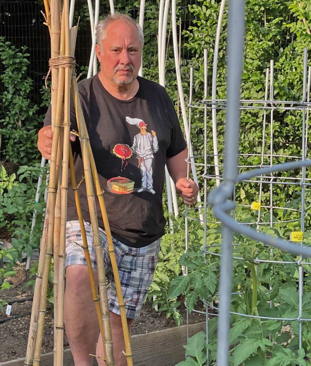 Chef Michael Ayoub in his Southampton garden.