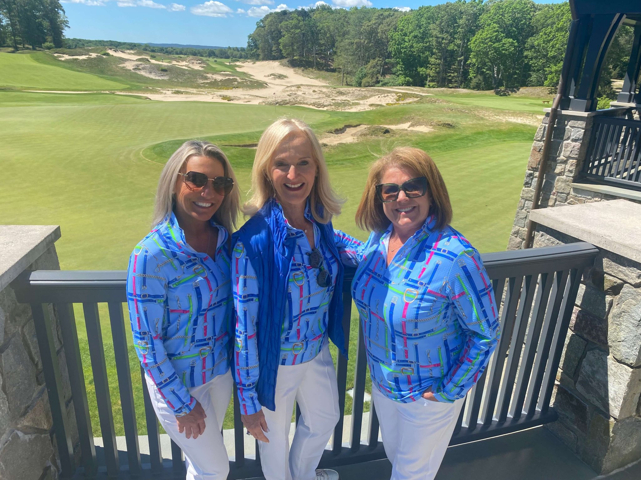 L to R: Colleen Neary, St. Jude Children's Research Hospital; Ann Liguori, Host, 27th Annual Ann Liguori Foundation (ALF) Charity Golf Classic; Jean Skidgel, ALF Charity Golf Classic Tournament Coordinator. (Photo, 2024 tourney at Friars Head)