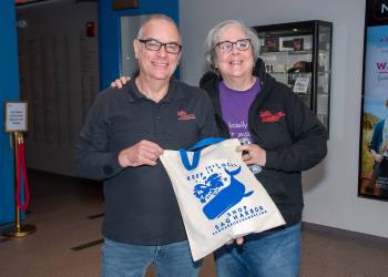 Joe Salerno, Pres. of the Sag Harbor Chamber of Commerce Ellen Dioguardi in Sag Harbor