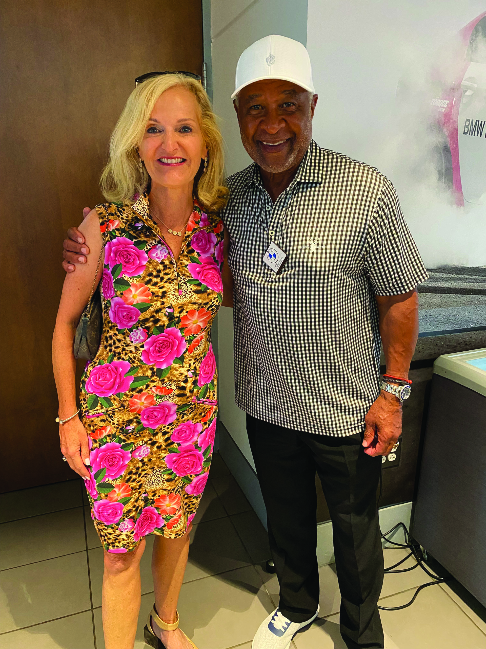 Ann Liguori and fellow celebrity golfer MLB Hall of Famer Ozzie Smith at the BMW Charity Pro-Am