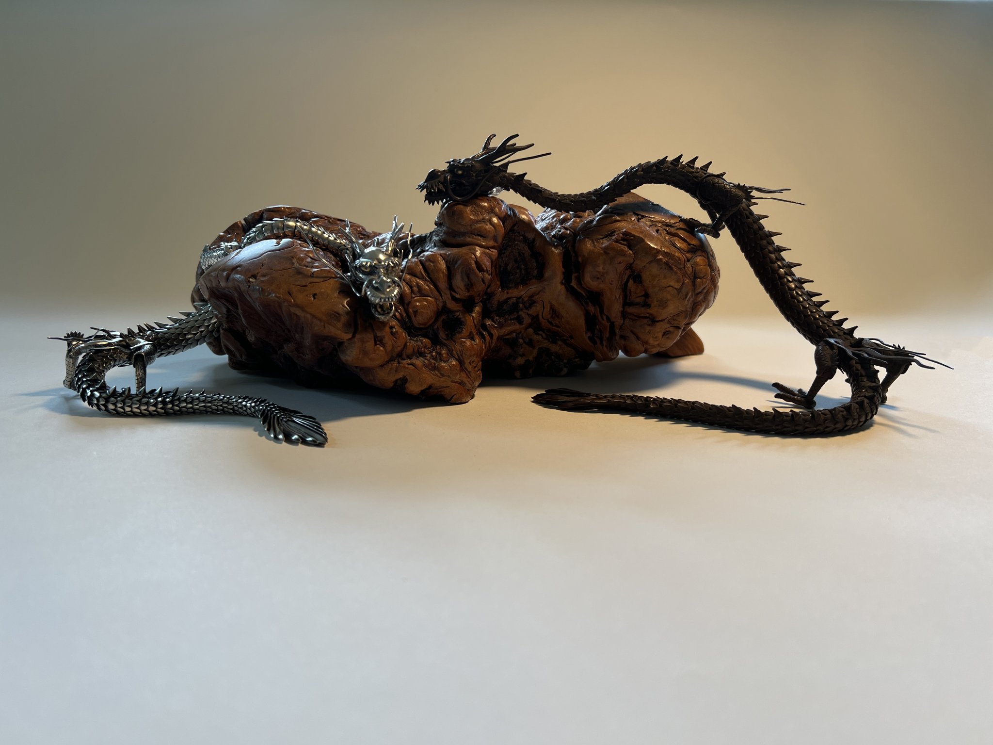 Dragons on Burl in The Art of Peace: Jizai Okimono at the Morikami Museum