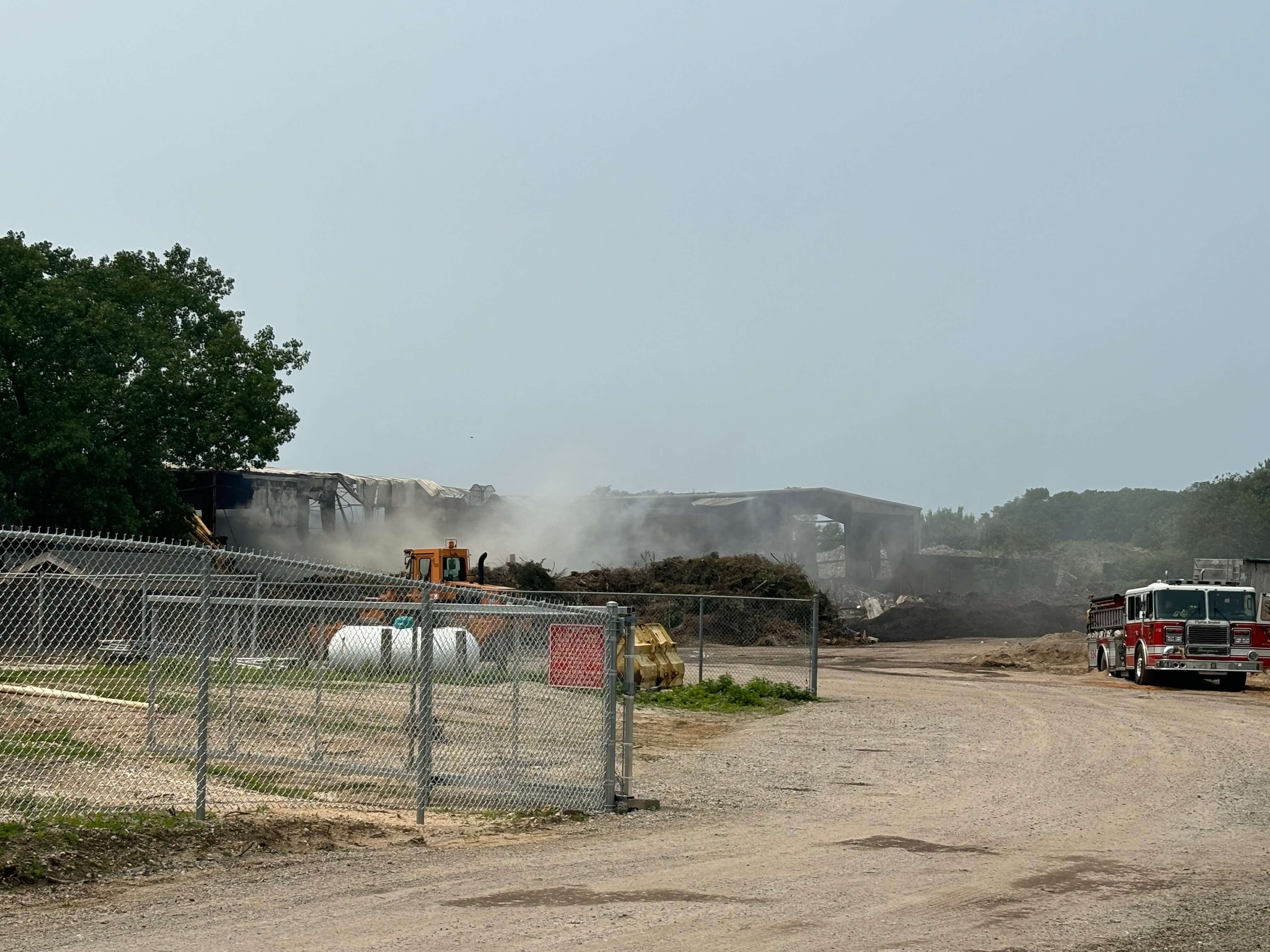 Recycling Plant The Crown Sanitation Facility in Baiting Hollow was still smoldering as of Wednesday afternoon.