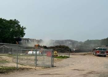 Recycling Plant The Crown Sanitation Facility in Baiting Hollow was still smoldering as of Wednesday afternoon.