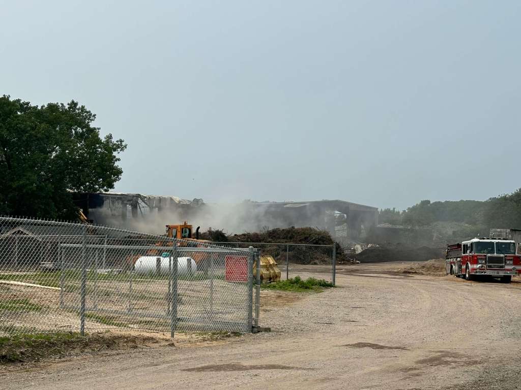 Recycling Plant The Crown Sanitation Facility in Baiting Hollow was still smoldering as of Wednesday afternoon.