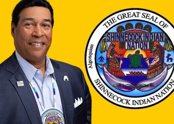 Lance Gumbs and the Shinnecock Nation seal