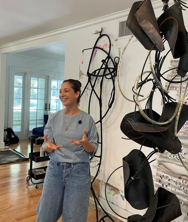 Artist Hodaya Louis discusses her work during her emerging artist residency at the Norton Museum of Art.