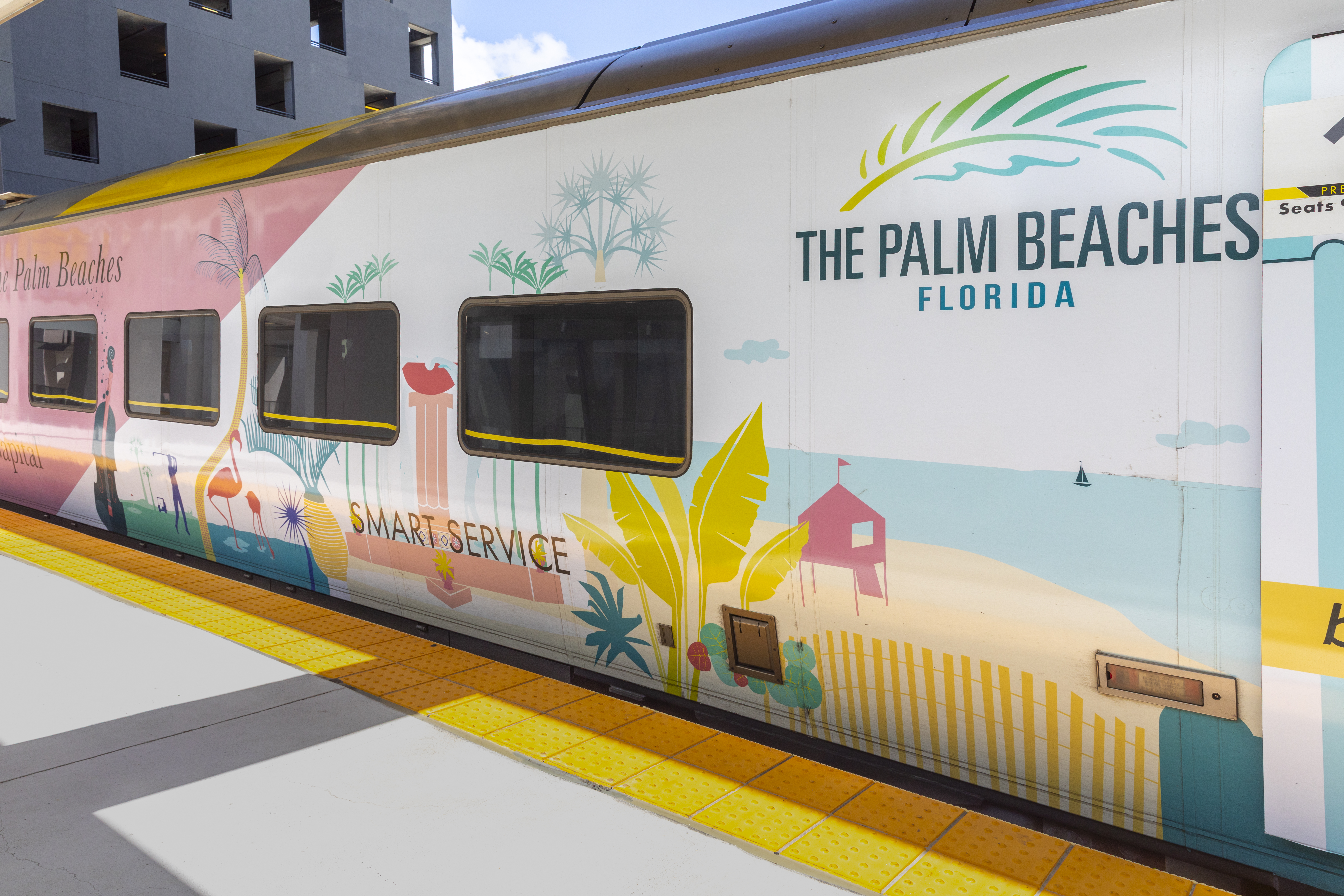 Art wrapped Brightline train