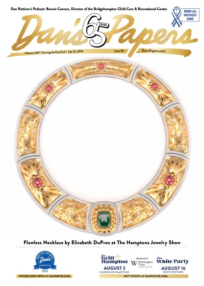 July 25, 2025 Dan's Papers cover featuring necklace by Elizabeth Dupree from the Hamptons Jewelry Show