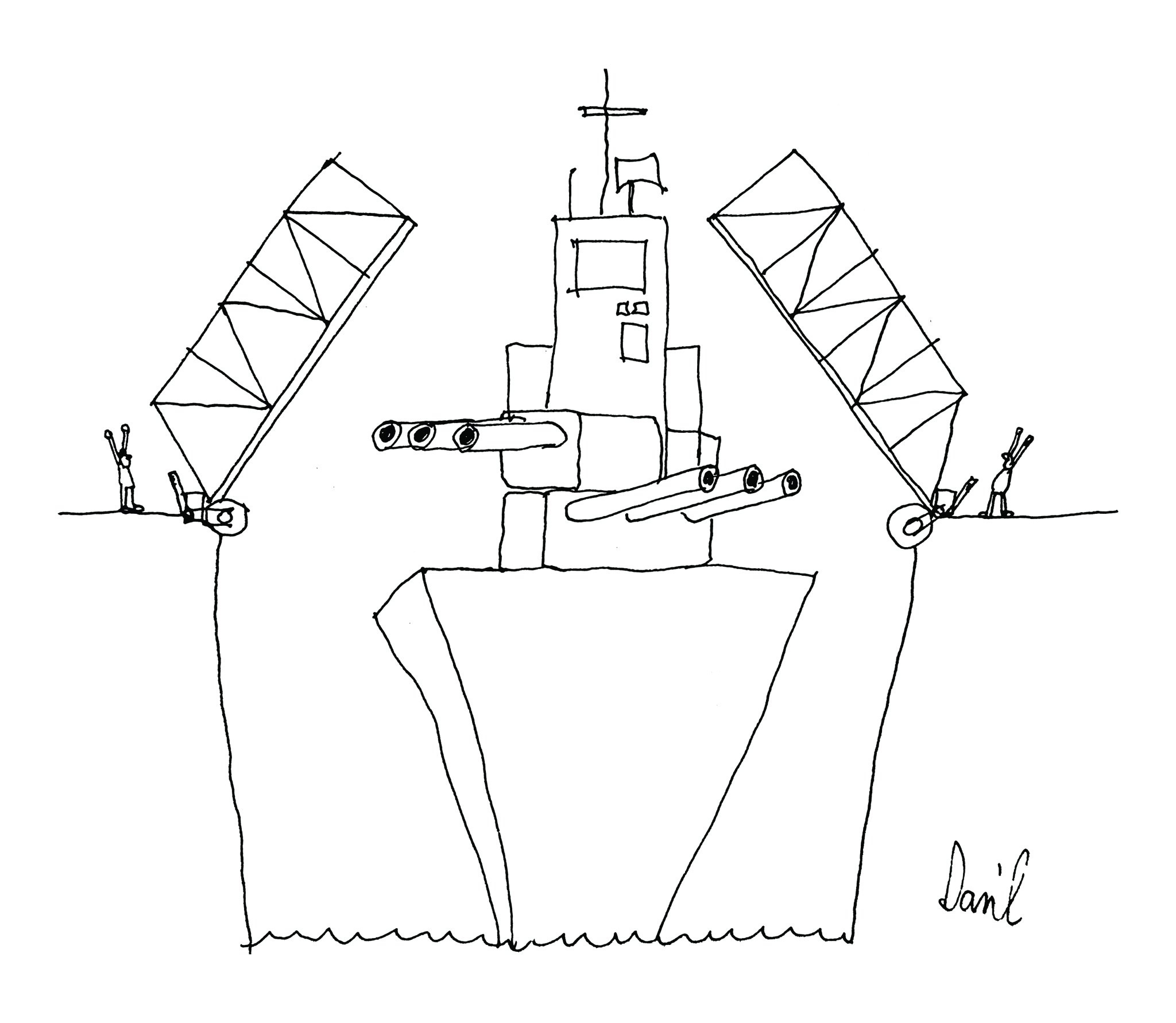 drawbridge cartoon by Dan Rattiner