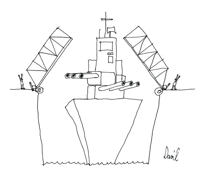 drawbridge cartoon by Dan Rattiner