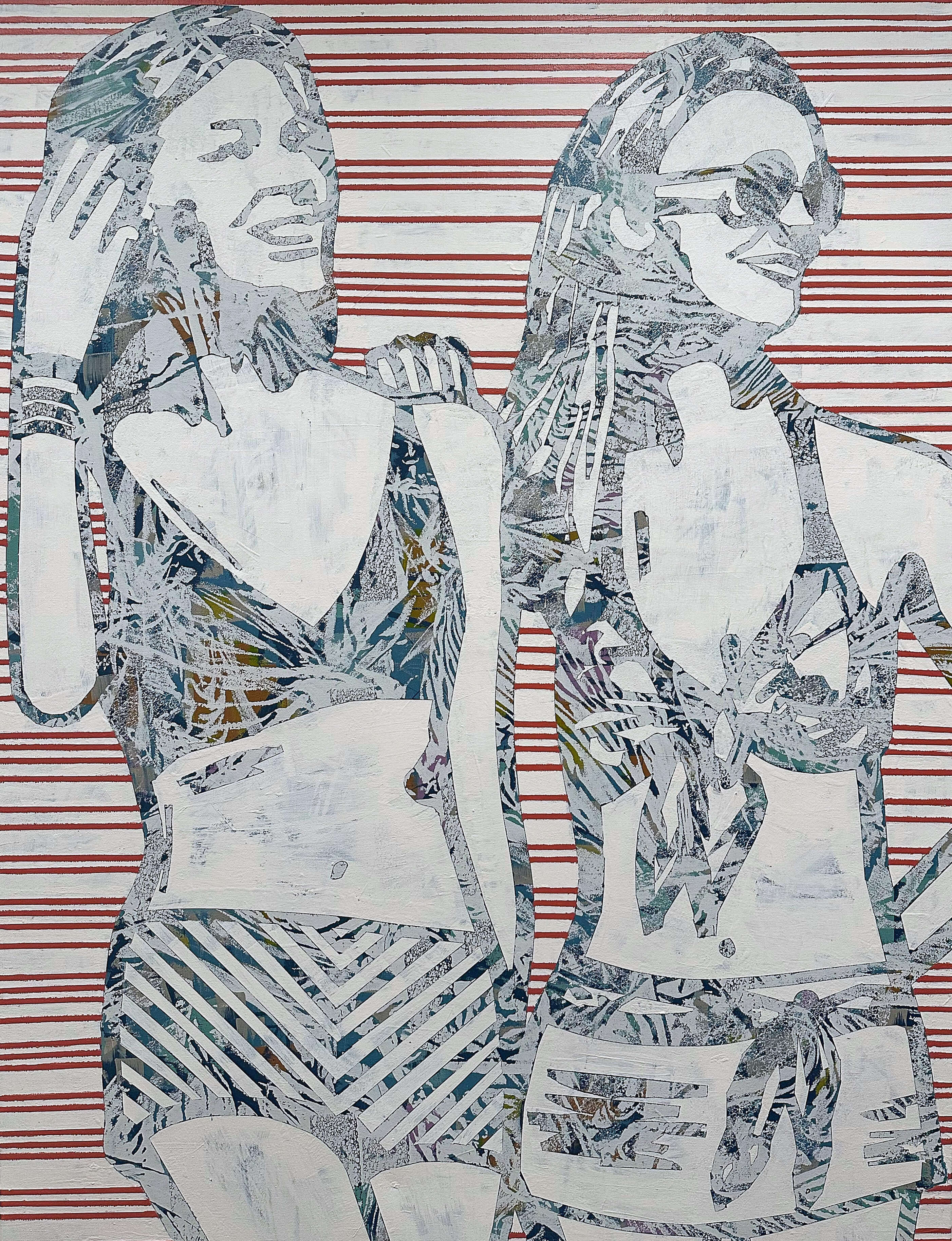 Elia Geddes "Beach Girls Nine," 2025 house paint on canvas, Courtesy J. Mackey Gallery