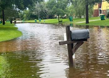 Flood waters on the Texas Gulf Coast, USA