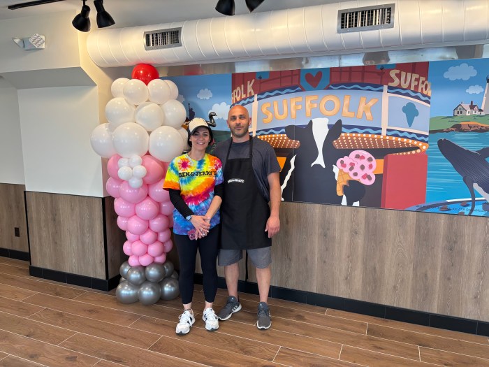 Angela and Steven Siliato at their new Ben & Jerry's Riverhead shop