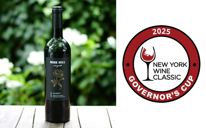 Rose Hill Vineyards 2019 Clarity Cabernet Sauvignon won Best of the Show at the 2025 Governor's Cup New York Wine Classic