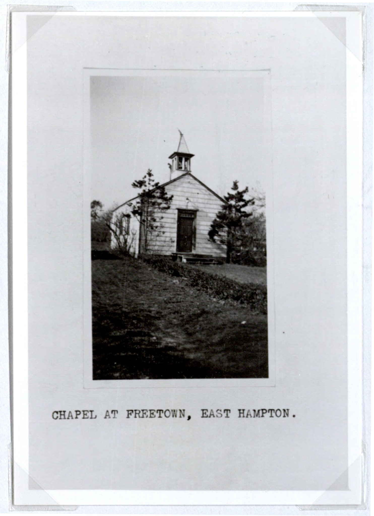 This copy of an original image of the chapel at Freetown, a section of East Hampton largely inhabited by people of African American and Native American heritage, has no dates. (Courtesy of the East Hampton Library, Long Island Collection)