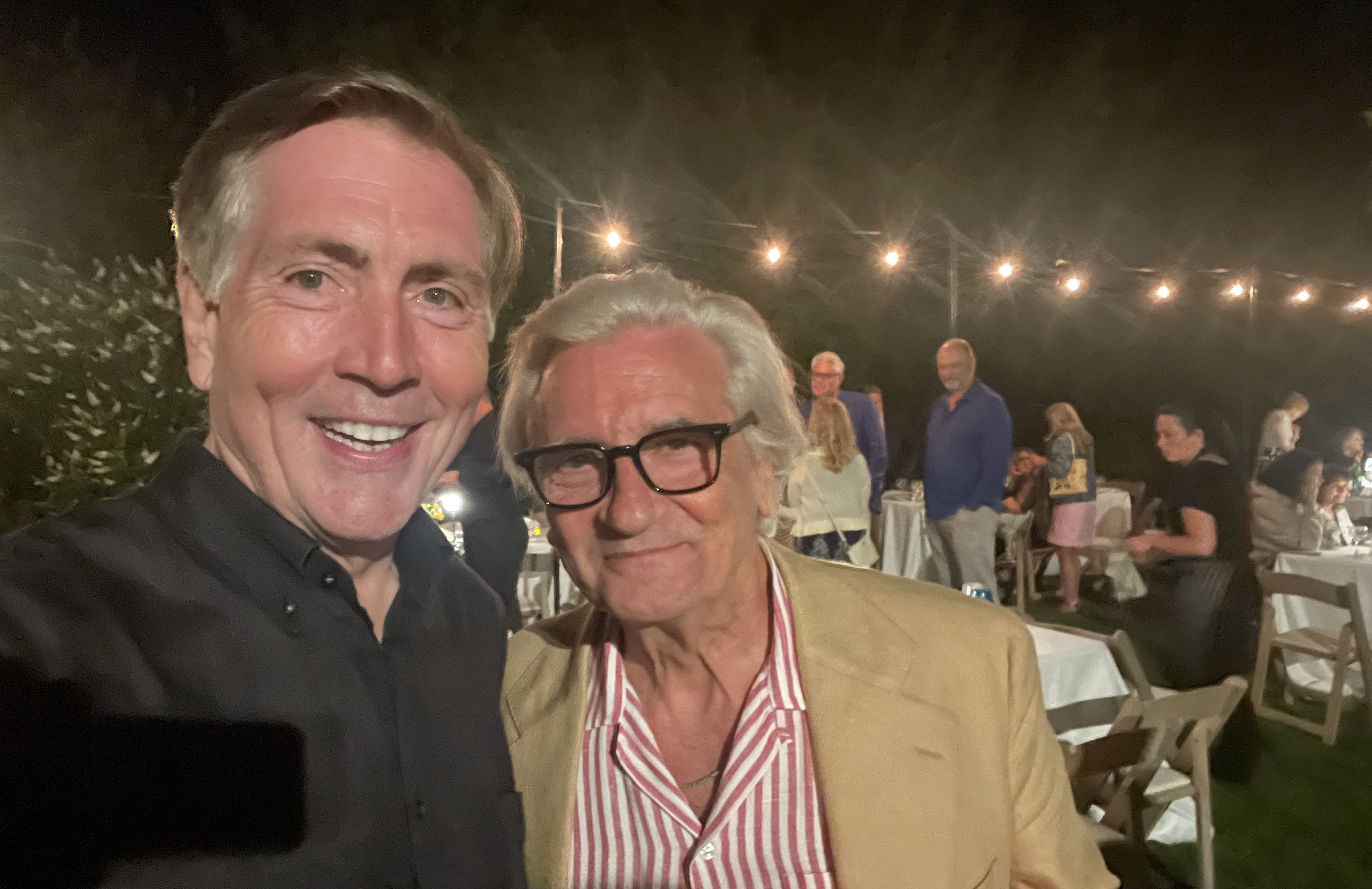 Shameless low tech selfie Bill McCuddy grabbed with the very patient Griffin Dunne at a private Library dinner on Authors Night
