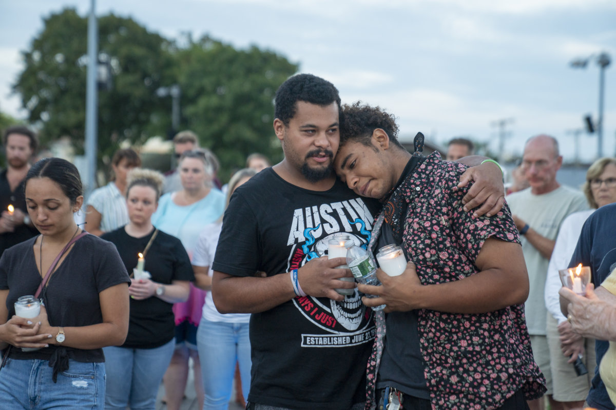 Friends and relatives attended a candlelight vigil was held at Mitchell Park in Greenport on Sunday, Aug. 15, 2021 after at least six people on the North Fork have died over the weekend due to fentanyl laced cocaine