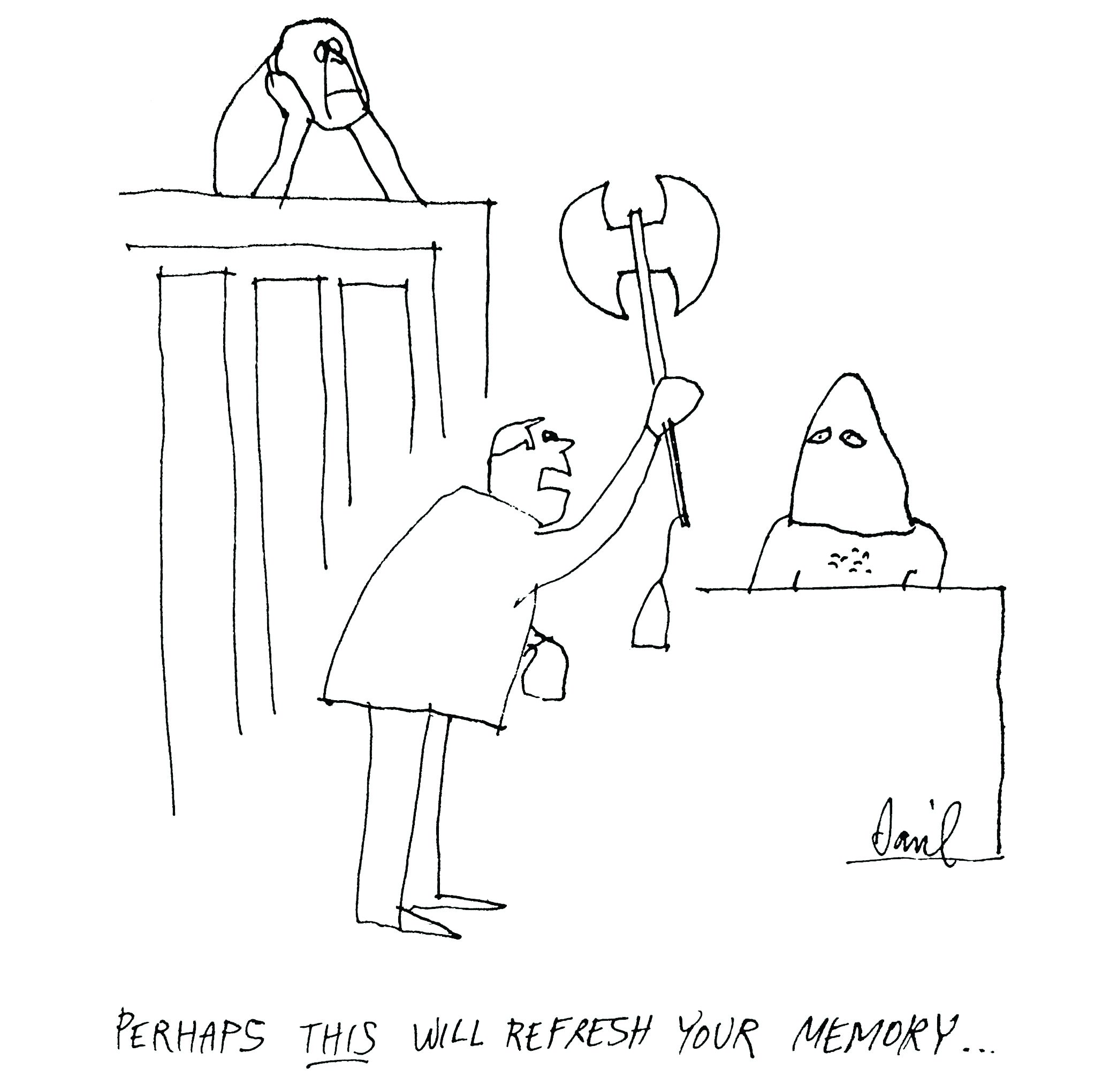 Trial court Cartoon by Dan Rattiner