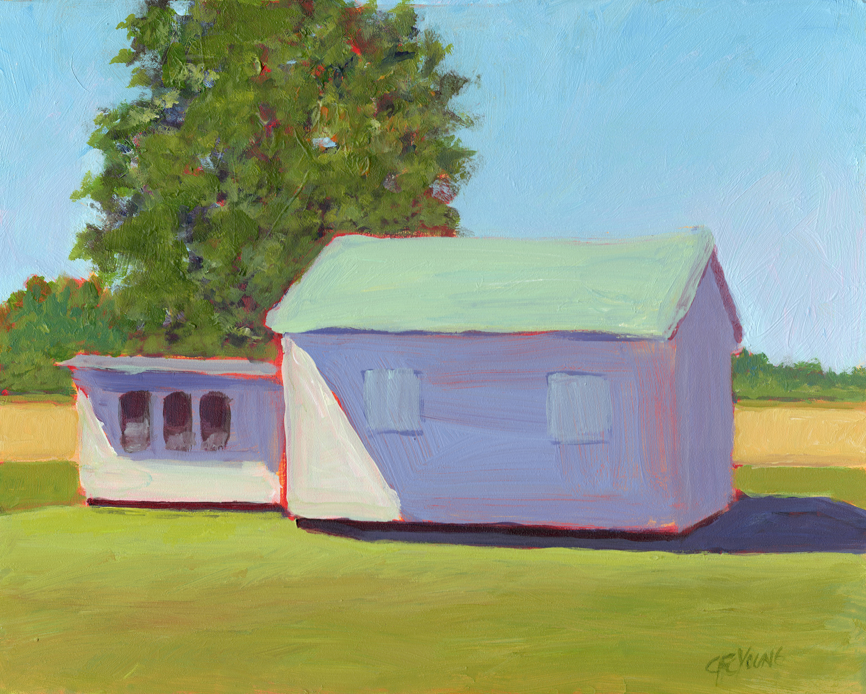 Carol C. Young, "Duck Pond Light," acrylic on panel, 8 x 10 inches