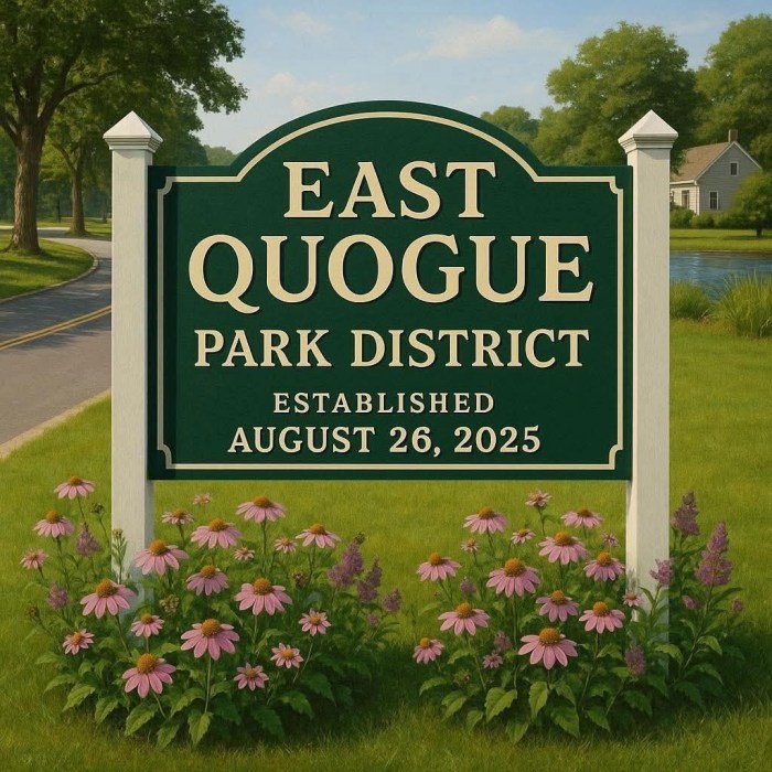 The East Quogue Park District was established last month