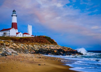 Montauk Point Lighthouse in Long Island, Suffolk County, New York