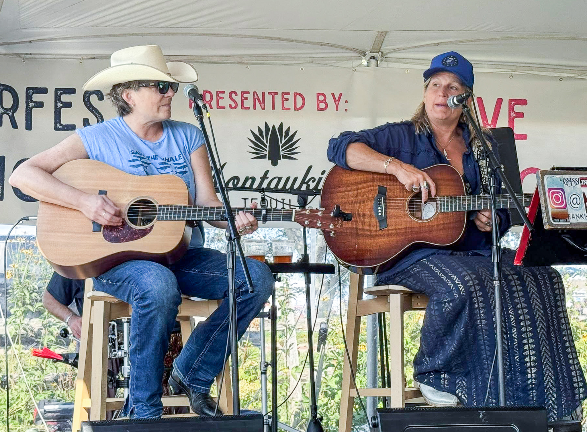 Inda Eaton and Nancy Atlas performing in Steinbeck Park