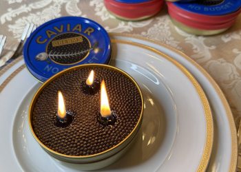The Caviar Dreams No Budget candle at BOYAR Gifts.