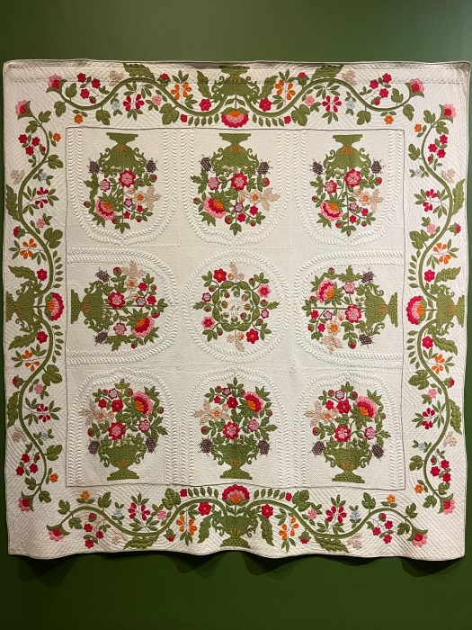 Floral Appliqué Quilt, United States, 1856. Cotton.